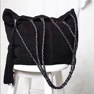 Free People Decades Suede Black Tote Handbag